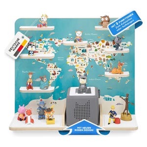 stadtecken® plank geschikt voor de Toniebox met ruimte voor ca. 50 Tonies figuren - globe, groot / 700016G