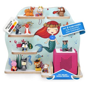 étagère stastecken® adaptée à la Toniebox avec espace pour environ 35 figurines Tonies - sirène, avec fond étroit / FP-JJXL-EUSS
