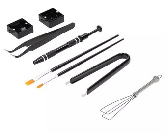 Mechanical Keyboard Lube Kit - 8-in-1 set of modding tools (switch opener, stem holder, switch & keycap puller, 2x brush, tweezers, case)