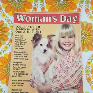 Vintage Australian Woman&#39;s Day magazine October 1977 original magazine. Retro ephemera. 1970s lifestyle, home, cooking, fashion