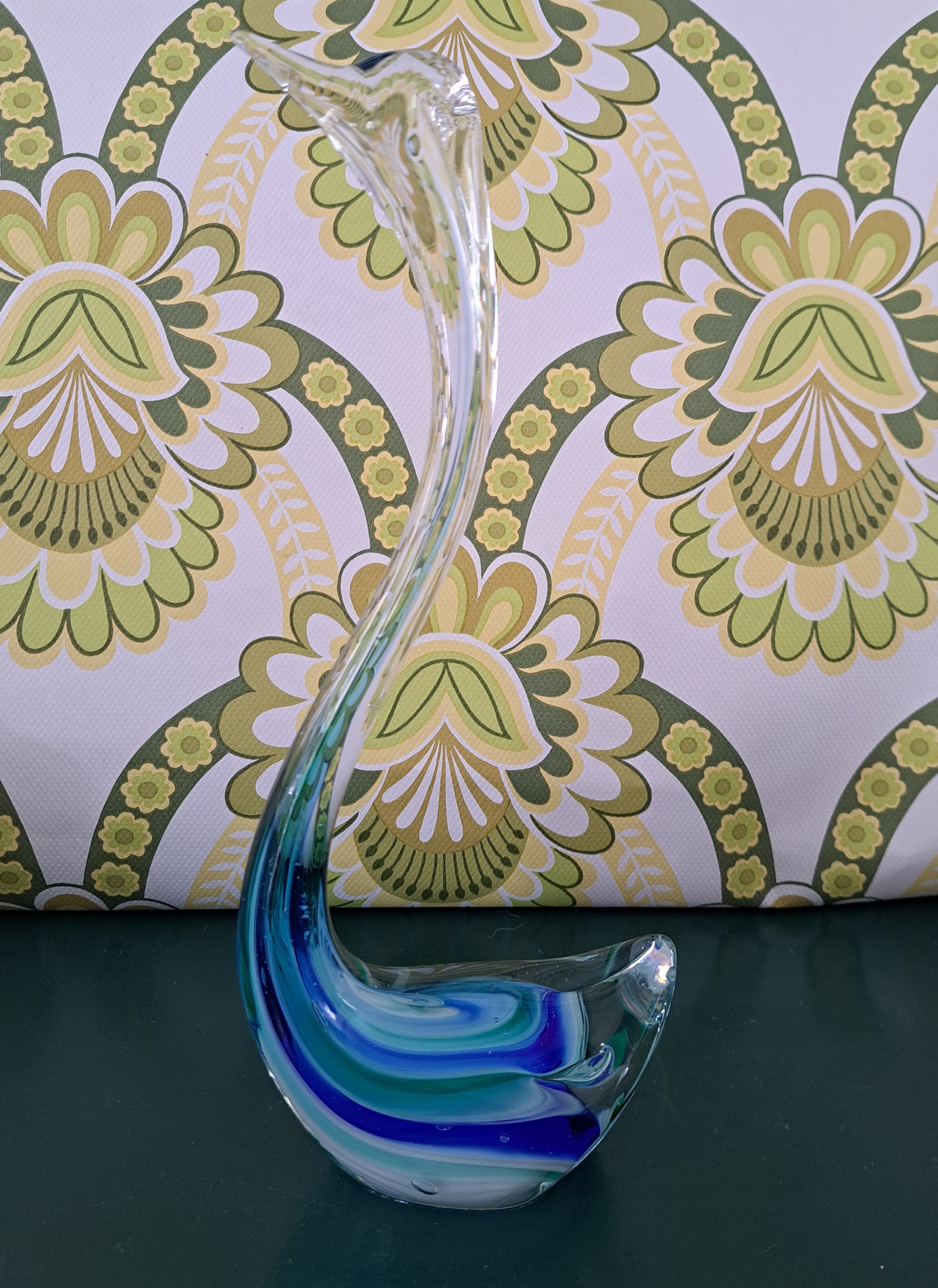 Vintage Glass Swan. Hand Blown Glass Swan Figurine. Mid Etsy