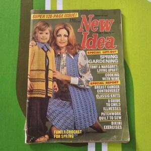 Revista australiana New Idea, 31 de agosto de 1974. Revista original de la década de 1970. Estilo de vida retro, cocina casera, moda, publicidad, famosos.