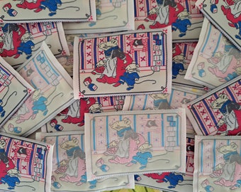 NOS Etiqueta de ropa vintage, etiqueta. Etiquetas de ropa para niños Parche tejido bordado retro Etiqueta de tela Adornos Junk Journal Ephemera