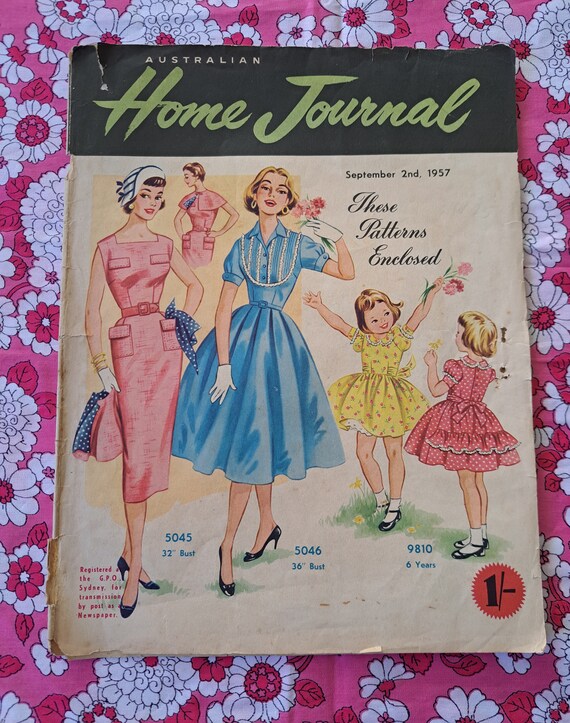 Vintage ORIGINAL 1950s damas patrones de Australian Home Journal de  septiembre de Patrones de vestidos retro para damas, confección de