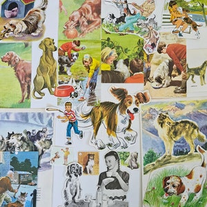 25 illustrazioni vintage di cani e cuccioli. Scrapbooking, album di ritagli, moodboard con immagini di cani, cuccioli e animali da compagnia tagliati a mano