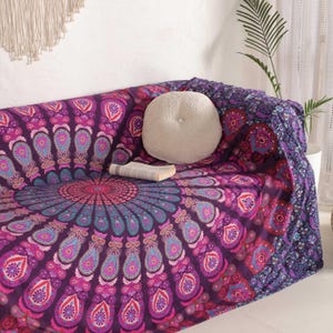 Bohemian Mandala Sofa Cover: Indian Tapestry Throw, Cotton Blanket