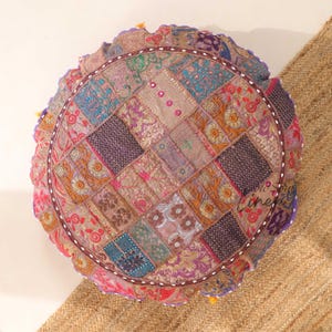 Floor cushion - purple floor pillow - bohemian round cushion cover - boho meditation cushion | Indian cushion seating hippie boho decor