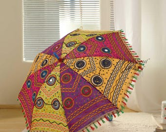 Indian Handmade Decorative Umbrella – Colorful Boho Chic Parasol for Wedding & Party Decor
