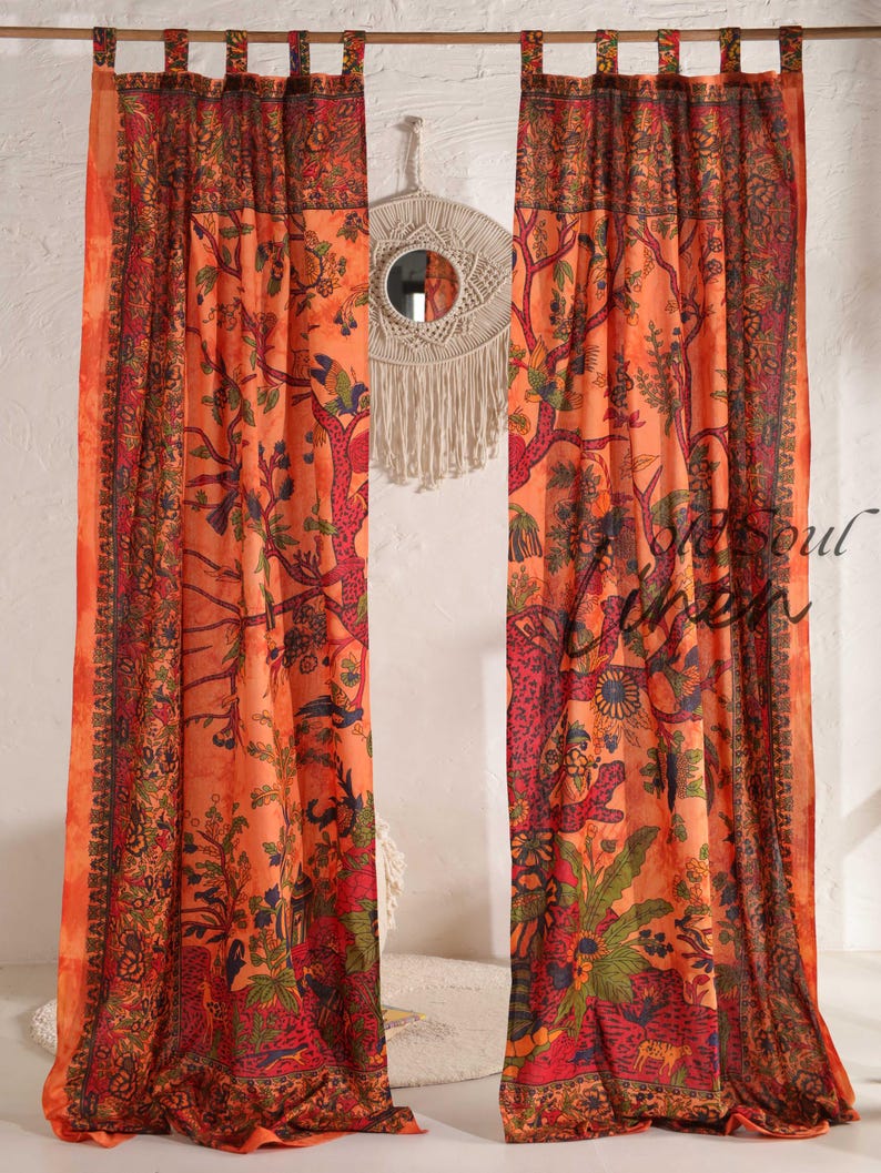 Tree of life Curtains, Mandala Curtains, Boho Curtains, Rod Pocket Curtains Bohemian Curtains, Vintage Curtains, Tie Top Curtains