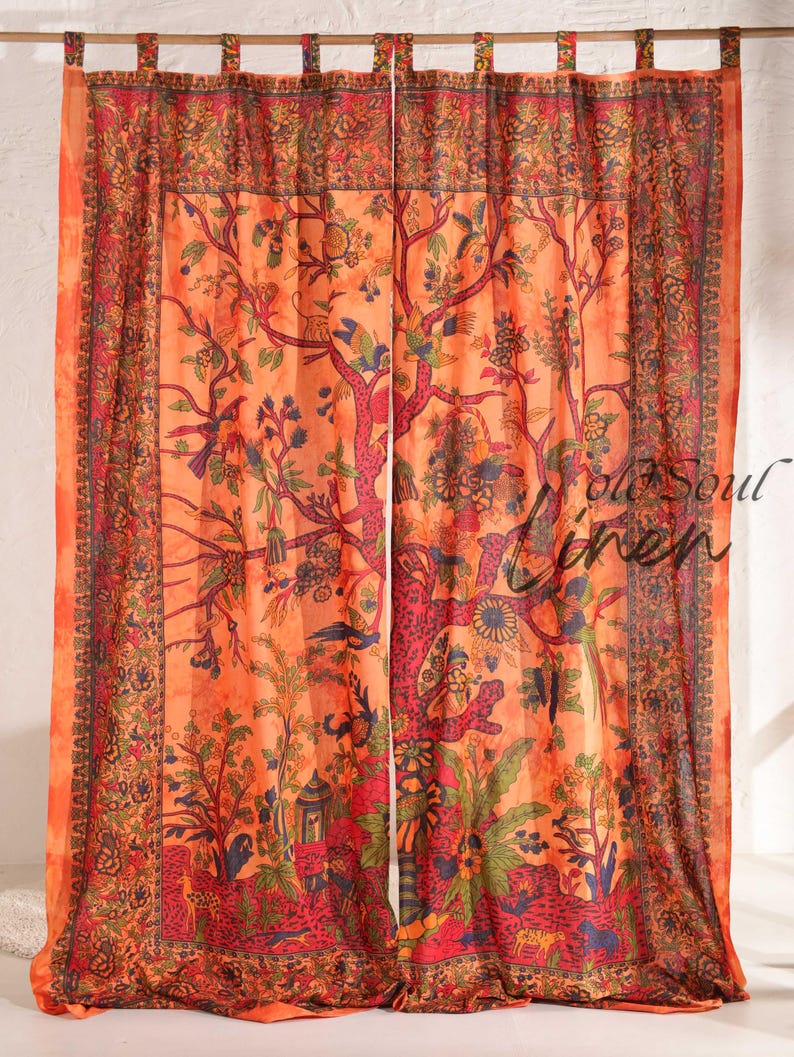 Bohemian Curtains, Vintage Curtains, Tie Top Curtains