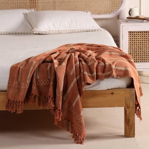 bed throw with tassels, bohemian couch throw
