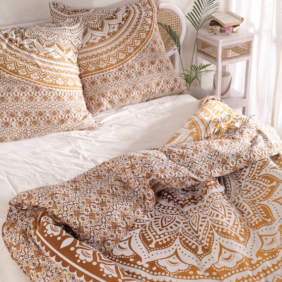 Braun Ombre Mandala Bettwäsche: 100% Baumwolle Wendebettwäsche