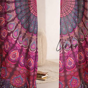 Boho Custom Tie Top Curtains Panel 2 Lavender Color Bed Canopy Curtain for Living Room Drapery Modern Home Décor