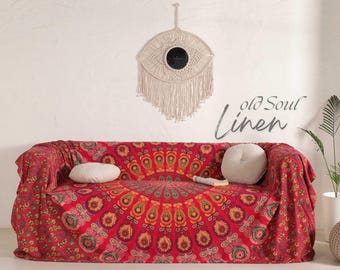 Bohemian Mandala Cotton Sofa Cover: Vintage Hippie Home Decor