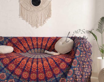 Bohemian Mandala Sofa Cover: Indian Tapestry Throw, Cotton Blanket