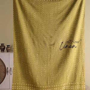 Hand Block Printed Cotton Throw Blanket: Bohemian Mud Cloth Style