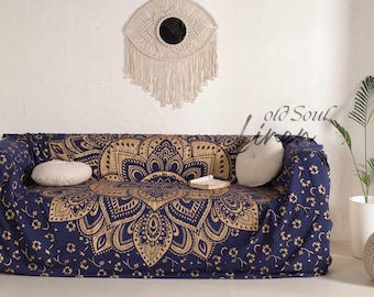 Handmade Bohemian Mandala Sofa Cover: Ethnic Cotton Couch Throw
