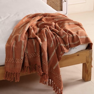 handwoven throw, boho throw blanket, cotton throw
terracotta decor, rustic home decor, bohemian textile, sofa throw
bed throw, tassel blanket, neutral home decorwoven blanket
earth tone decor
artisan textile