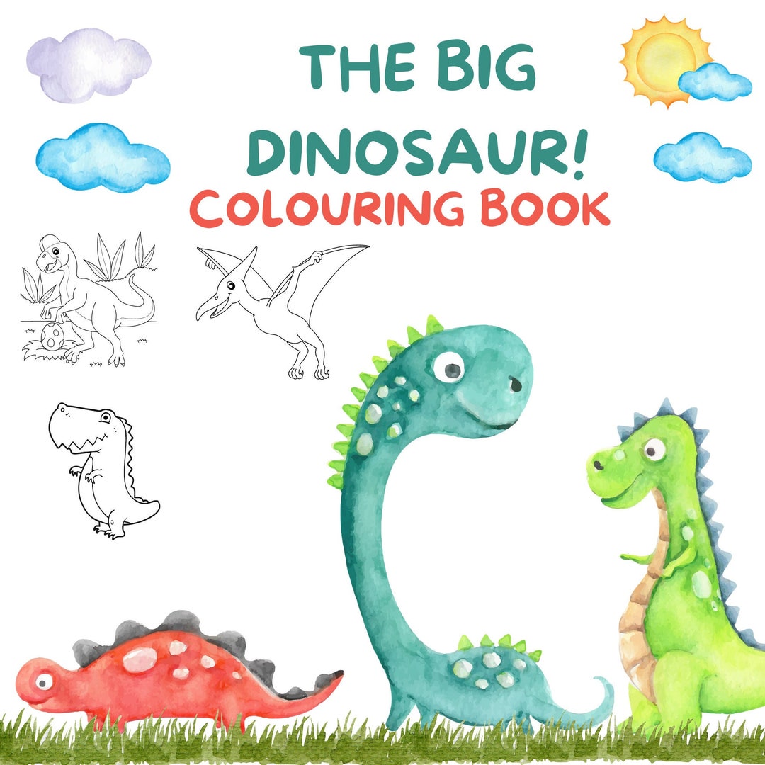 The Big Dinosaur Coloring Book With Sheets With 40 Pictures to Color for Children Digital Print ...