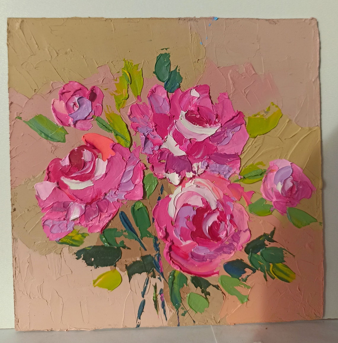 Impasto Oil Painting White Roses Floral Flowers Still Life 6 by 6 on ...