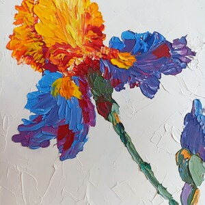 Impasto textura lirios flores floral optimista original pintura al óleo hecha a mano sobre cartón 8 x 10 in