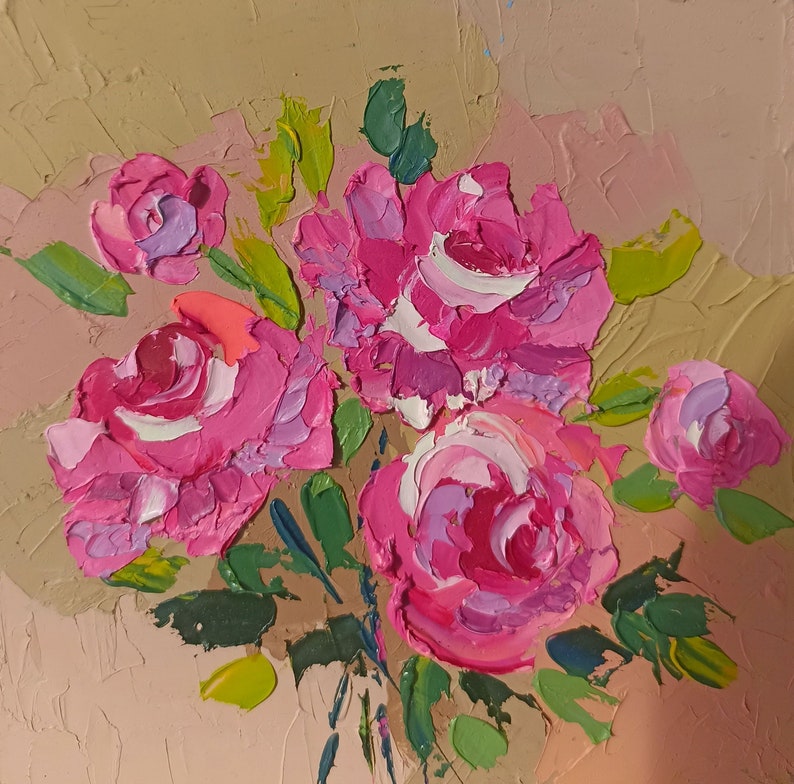 Impasto Oil Painting White Roses Floral Flowers Still Life 6 by 6 on ...