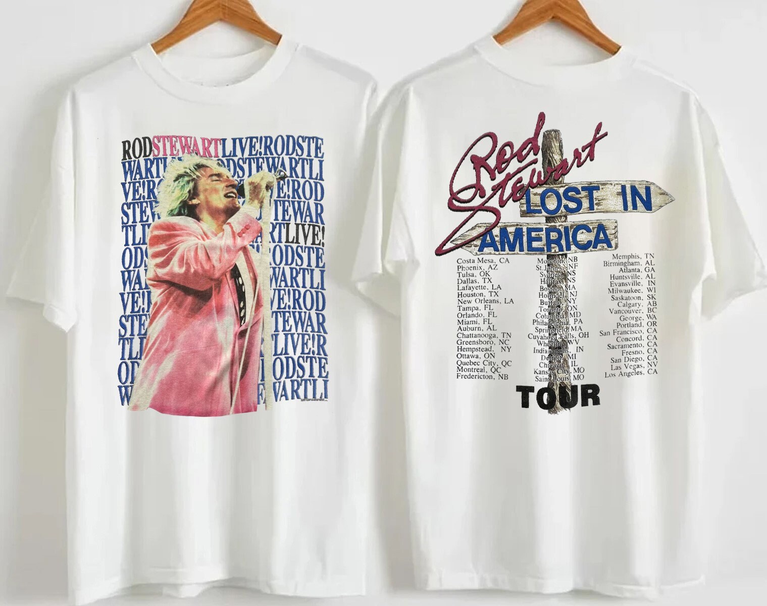 Discover 1989 Rod Stewart Lost In America Tour T-Shirt, Rod Stewart Tour '89 T-Shirt
