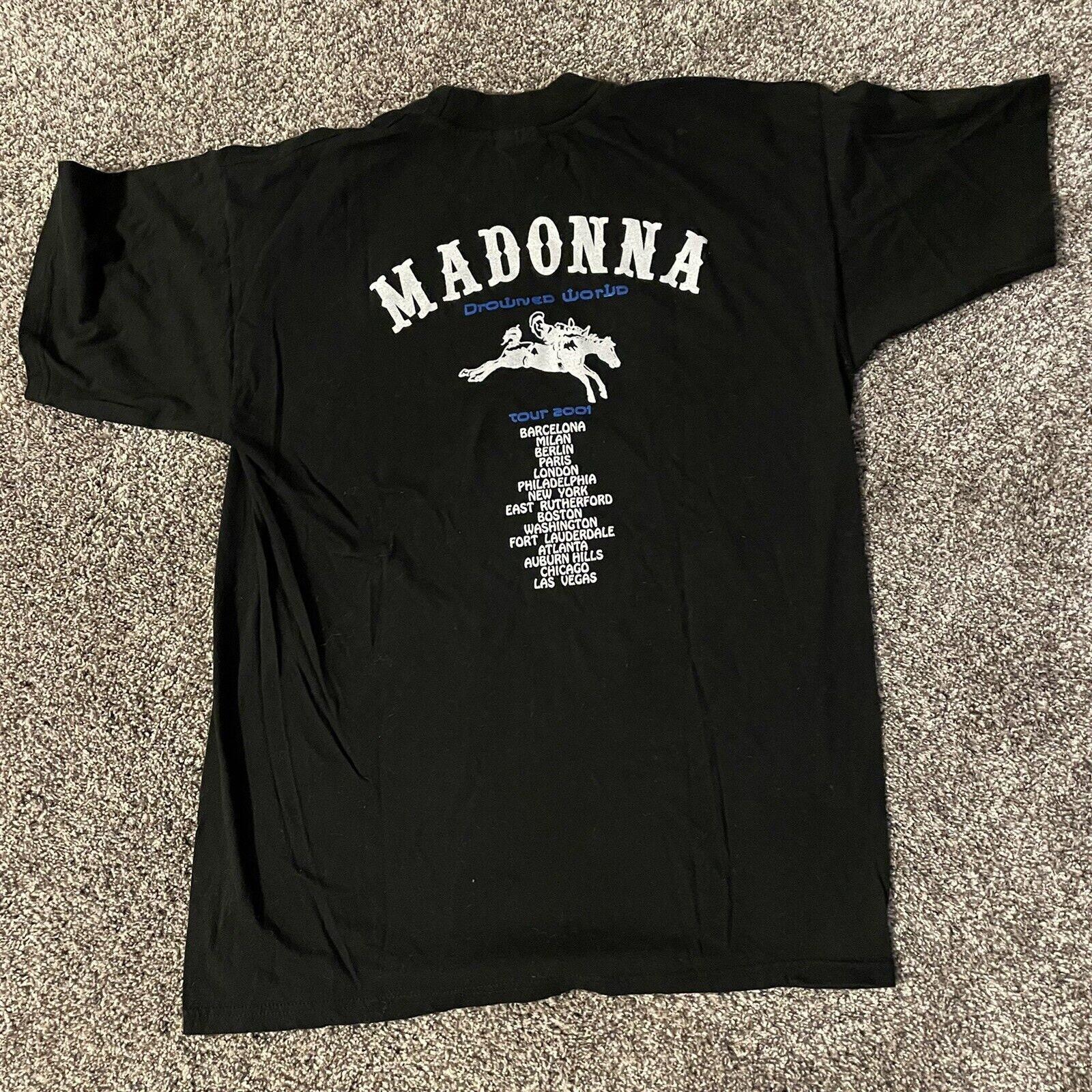 T-shirt Vintage Madonna - Tournée US 2001 - Style Usé Et Délavé - Pop Electronica Dance - Taille XL