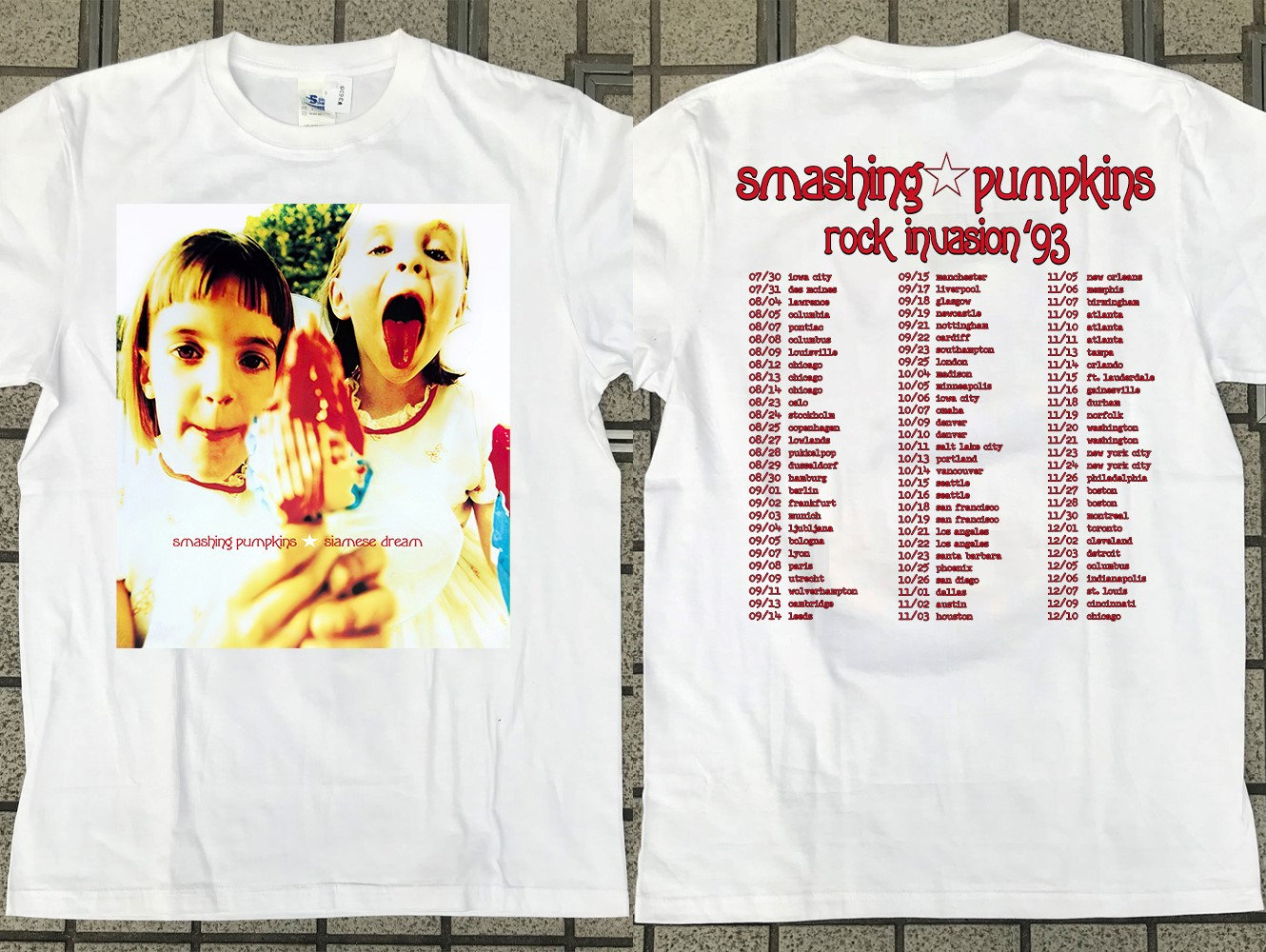 Discover Smashing Pumpkins Rock Invasion '93 US Tour Shirt