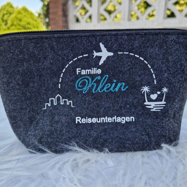 Reisemäppchen für Reisepass und Dokumente mit personalisiertem Familienname