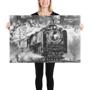 Fotopapierposter - 36&quot; X 24&quot; Glans - UP 844 - Living Legend - Geleverd in 1944 - Union Pacific Railroad World Famous Steam Locomotive