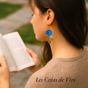 Blue resin dangling earrings - Best seller blue women's earrings