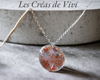 Collier été de cornaline pierre naturelle et acier inoxydable, collier pierre, collier orange rouge , pour mariage pierre brute Best seller