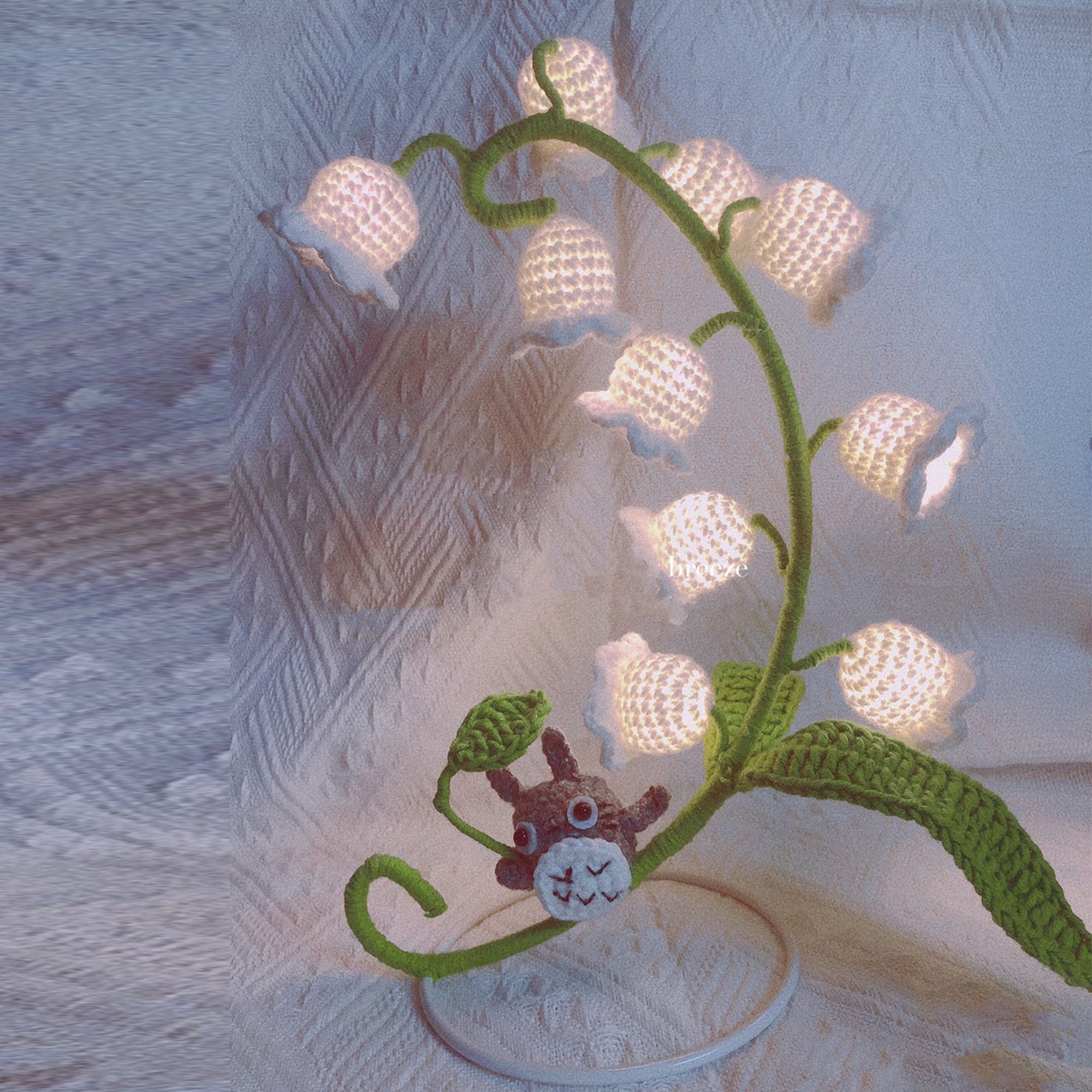 Gehäkelte Lilien-Orchideen-Topfpflanze-LED-Lampe