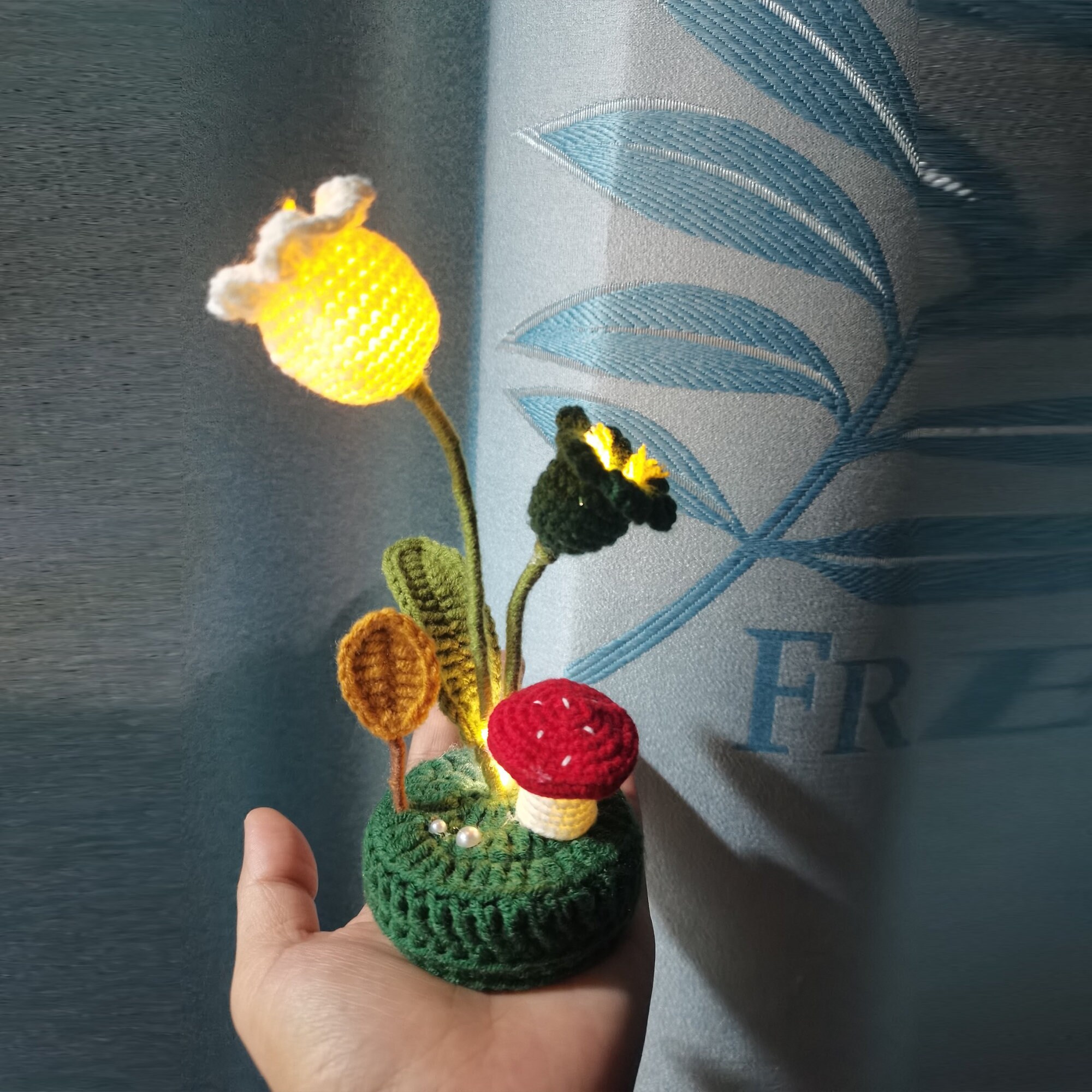 Crochet Flower Lamp Crochet Mushroom Lights Lily of the Etsy