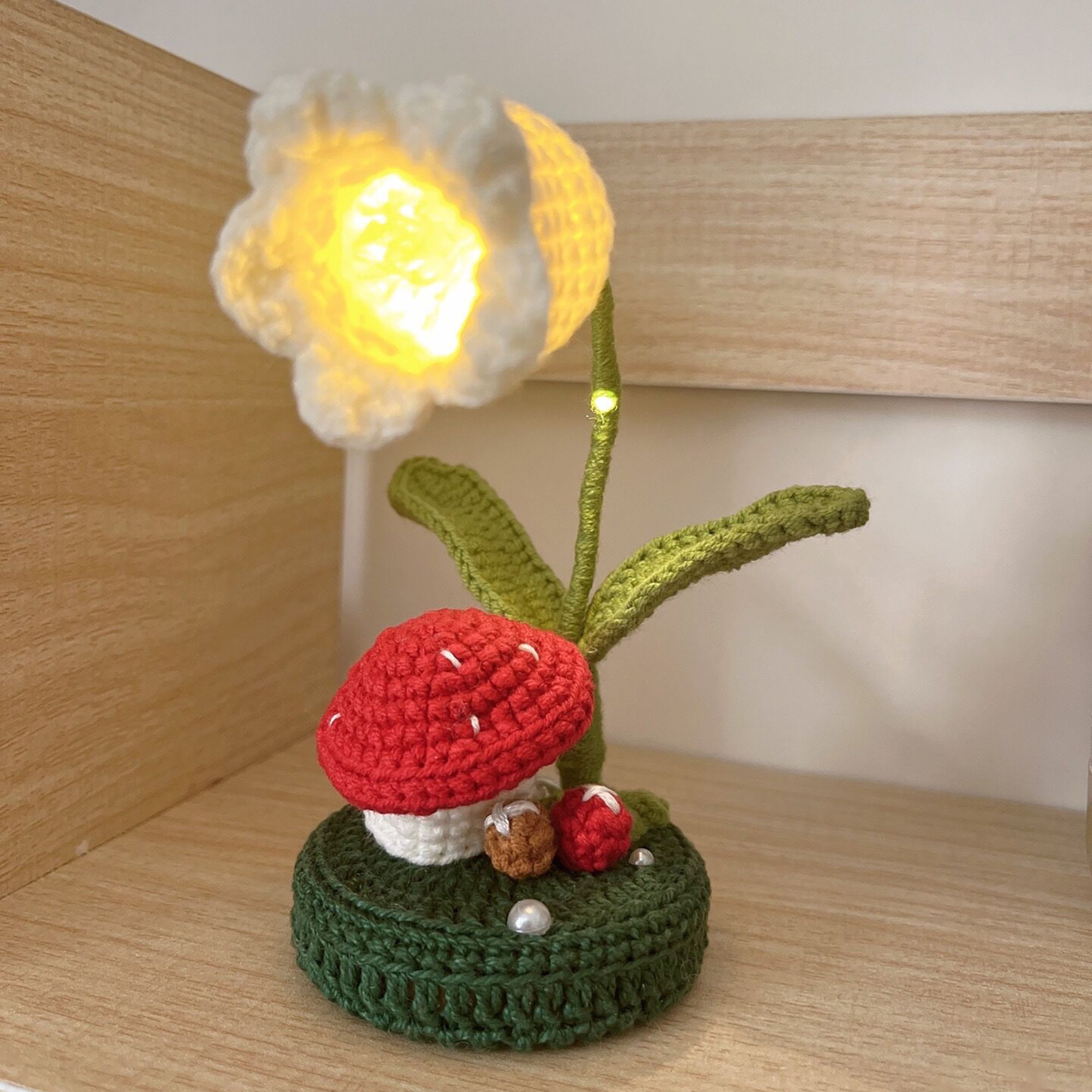Crochet Flower Lamp Crochet Mushroom Lights Lily of the Etsy