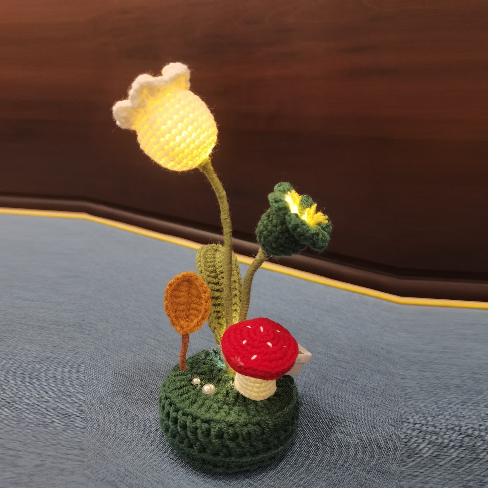 Crochet Flower Lamp Crochet Mushroom Lights Lily of the Etsy