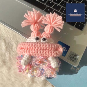 Big Mouth Headphone Case, Sausage Mouth Headphone Case, Crochet Headphone Cover, Doll Headphone Case, Knitted Headphone Cover, AirPods