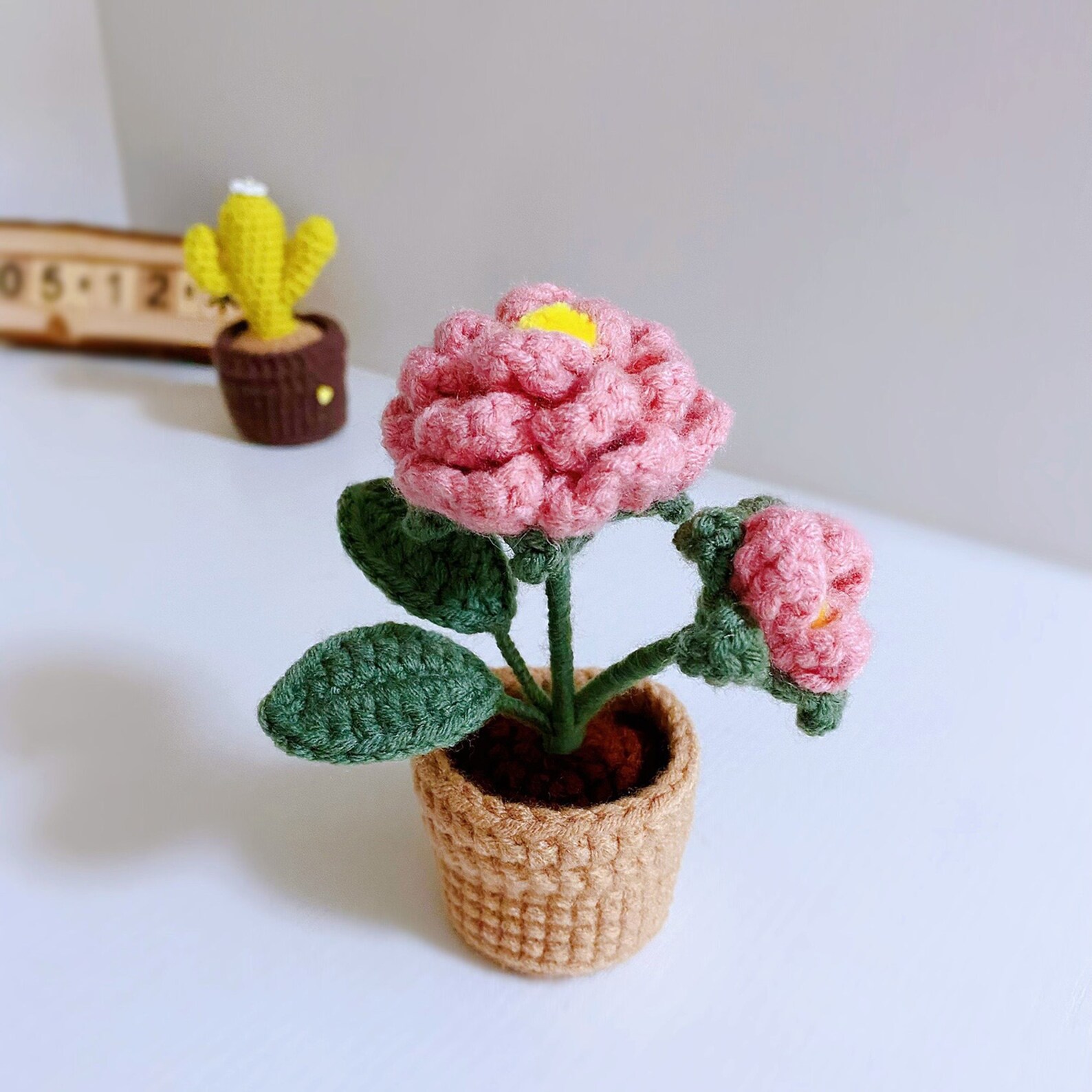 Girasole All'Uncinetto TOYMIS In Vaso – 13 Cm Fatto A Mano Con Biglietto Ispiratore Per Regalo - 3