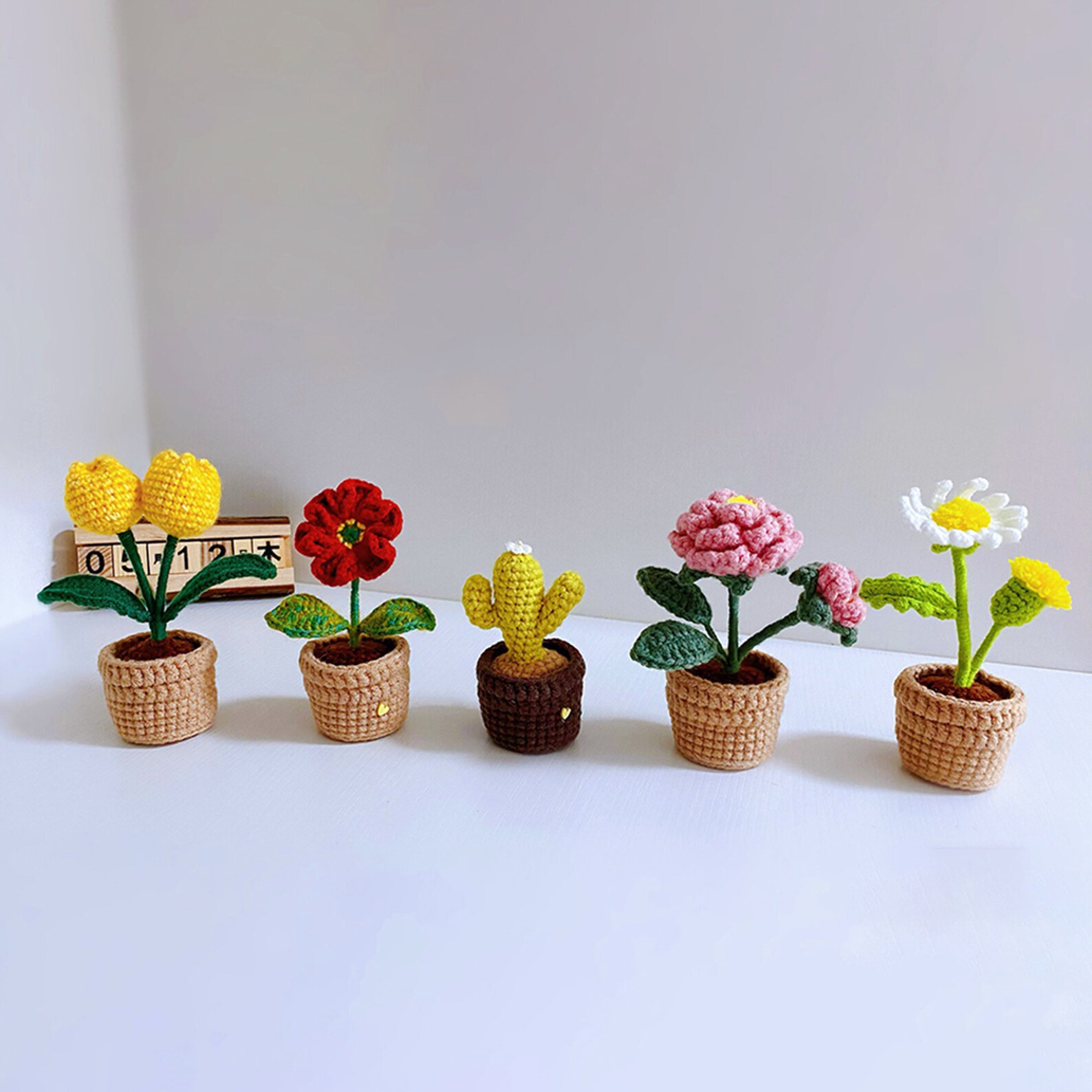 Tulipano All'Uncinetto Fai Da Te - Fiore Artificiale In Filato Morbido Rosa, Decorazione Casa Fatta A Mano - 3