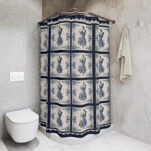 Vintage Floral Shower Curtain | Elegant Bathroom Decor, Nautical Theme, Gift for Newlyweds, Home Makeover Ideas, Unique Holiday Decor