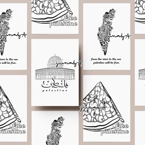Palestine Printable Colouring Pages, 3 Pages, Pretty Colouring Pages, for Kids and Adults, Digital Download, 50% of Profits go to Gaza