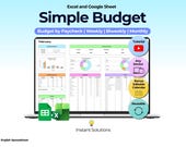 Budget Planner Google Sheet Excel | Simple Budget Spreadsheet | Paycheck Budget Spreadsheet |Monthly Budget Spreadsheet Biweekly Budget Plan