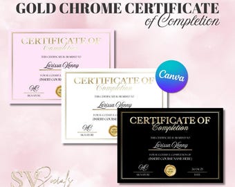 Certificate of Completion | Gold Chrome Design Template