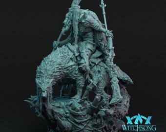 Witchsong Miniatures – figurine résine  – Faceless King on Dreadhound Mount