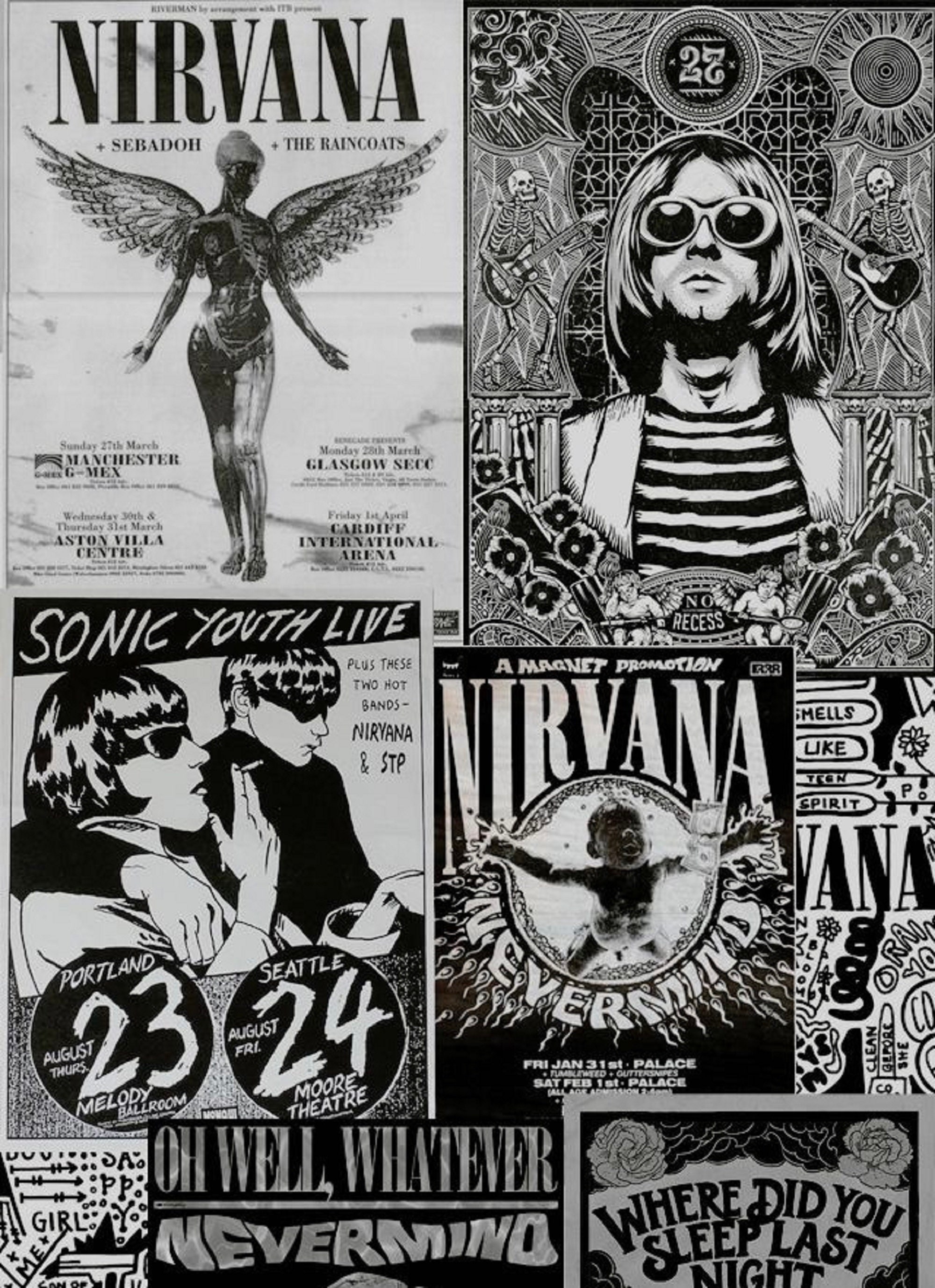 Nirvana aesthetic poster, nirvana, nirvana wall art, grunge poster