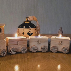 Tealight candle holder train, Christmas decoration for the Advent season, Advent wreath