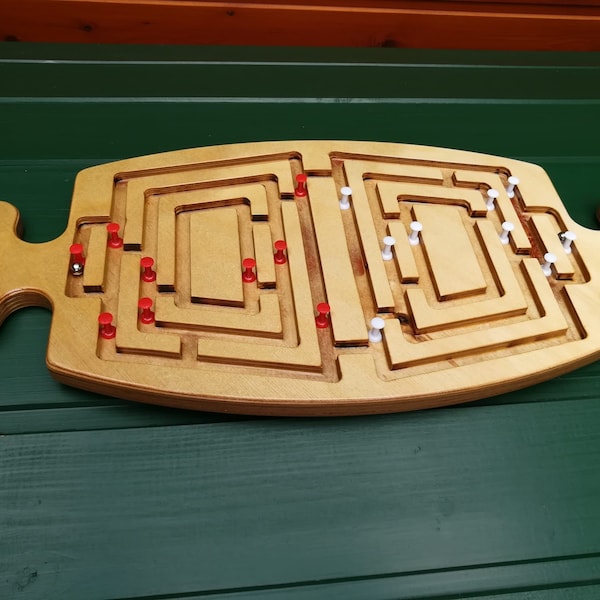 Labyrinth Spielzeug, handgefertigt, 40,5 x 19,8 x 1,5 cm