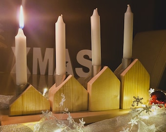 Candle holder houses for Advent, Advent wreath, Christmas decorations