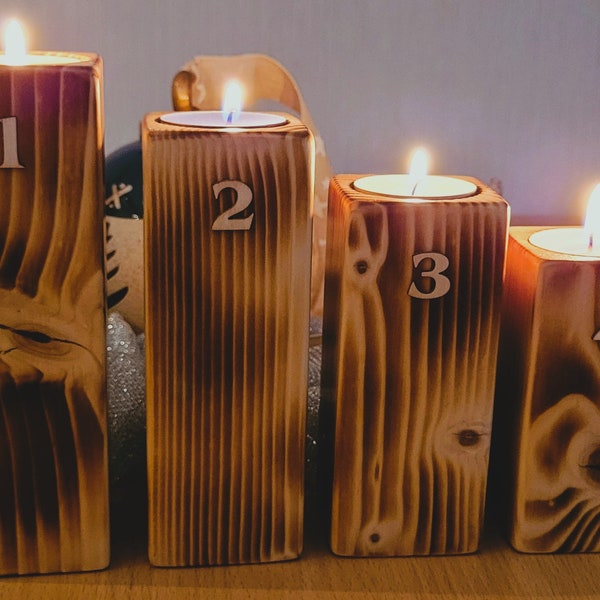 Schlichter Balken Teelicht Kerzenhalter für die Adventszeit